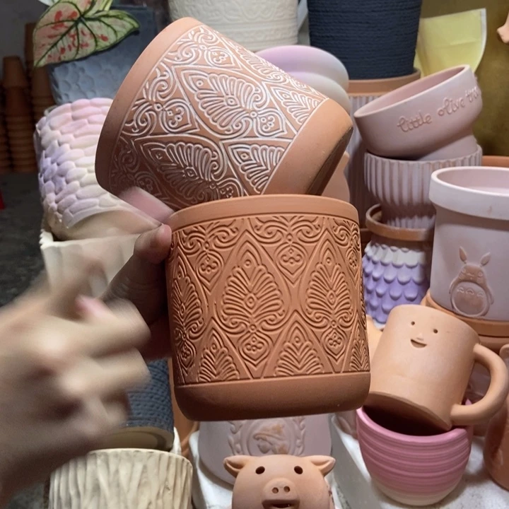 12×12几何直筒复古+红陶2个
