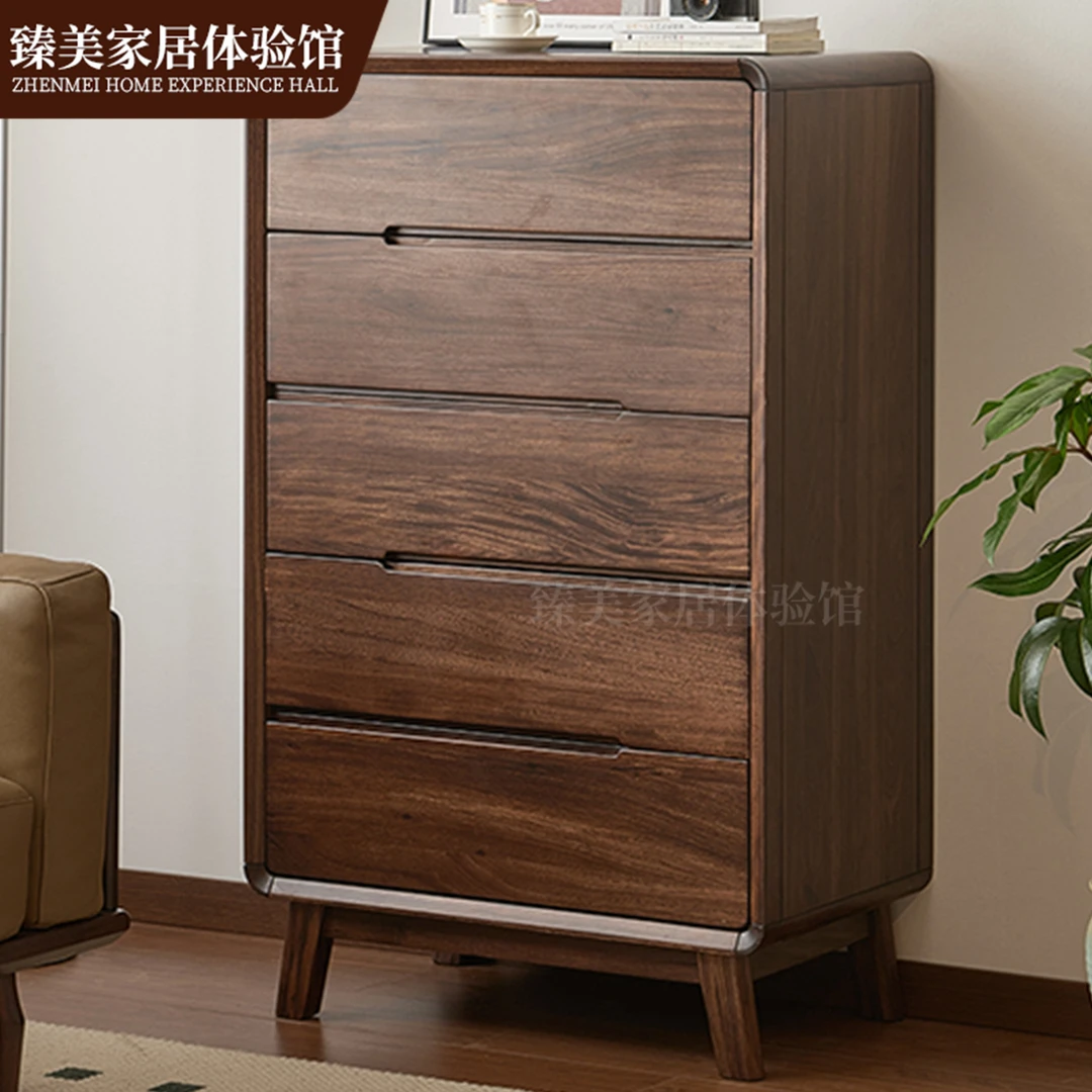 轻奢极简乌金木五斗柜左右交替款卧室床尾柜抽屉柜客厅靠墙置物柜