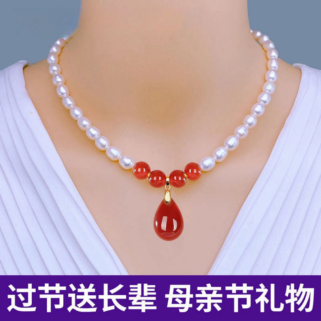 100%纯天然淡水珍珠项链真珍珠项链送妈妈款婆婆母亲节礼物送长辈