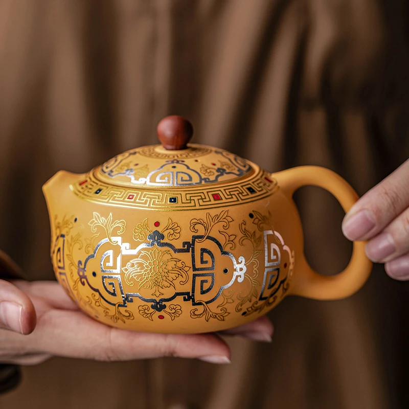 高档黄金段泥凤鸣西施壶茶室办公室家用待客泡茶器茶具器物礼盒装