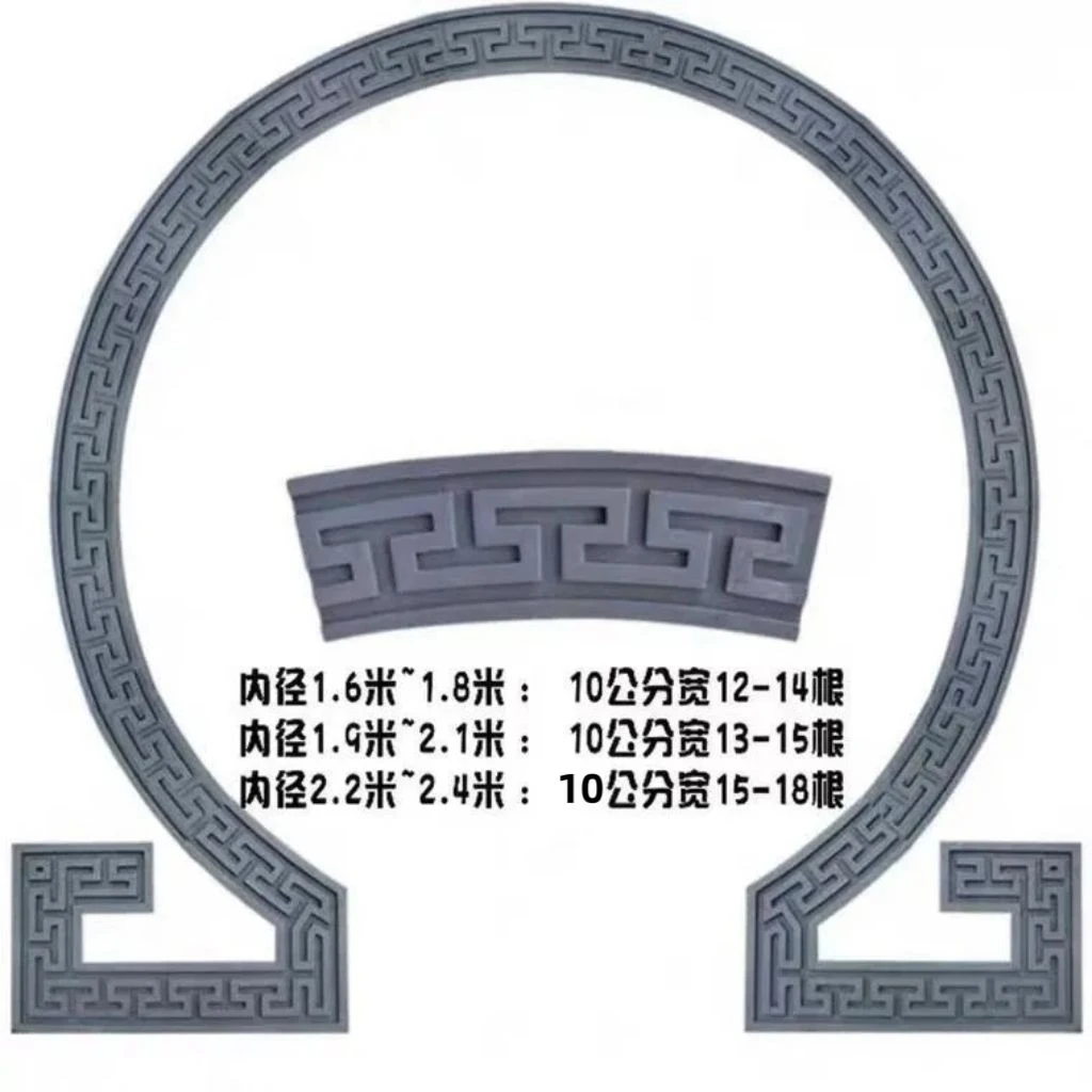 仿古砖雕中式月亮门拱形门边线圆形回纹线条古建院墙弧形门回纹线
