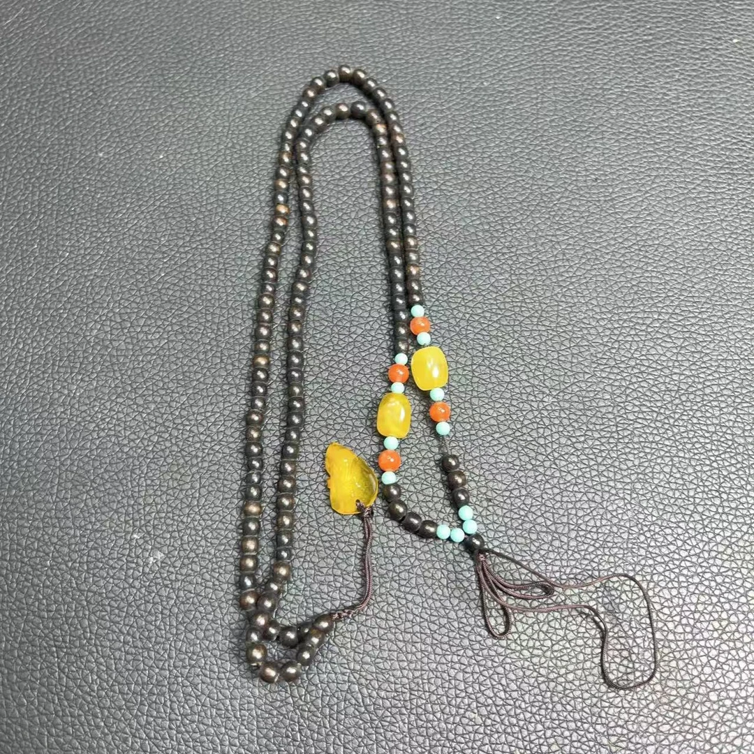 天然俄料鸡油黄蜜蜡项链绳 A147—多样性发