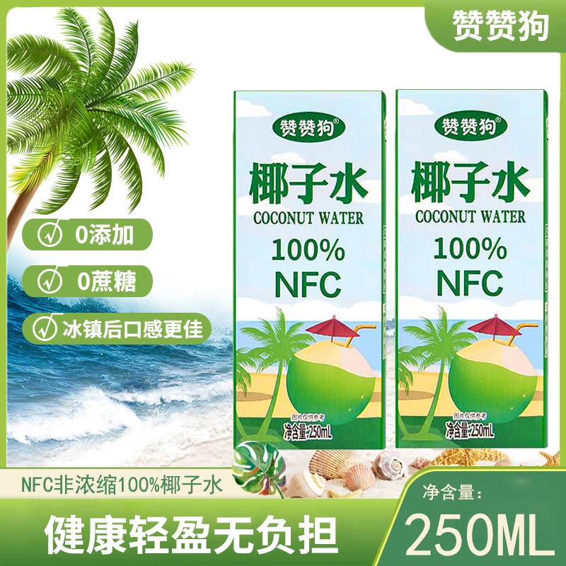 100%椰子水250ml10瓶清爽解腻运动补水