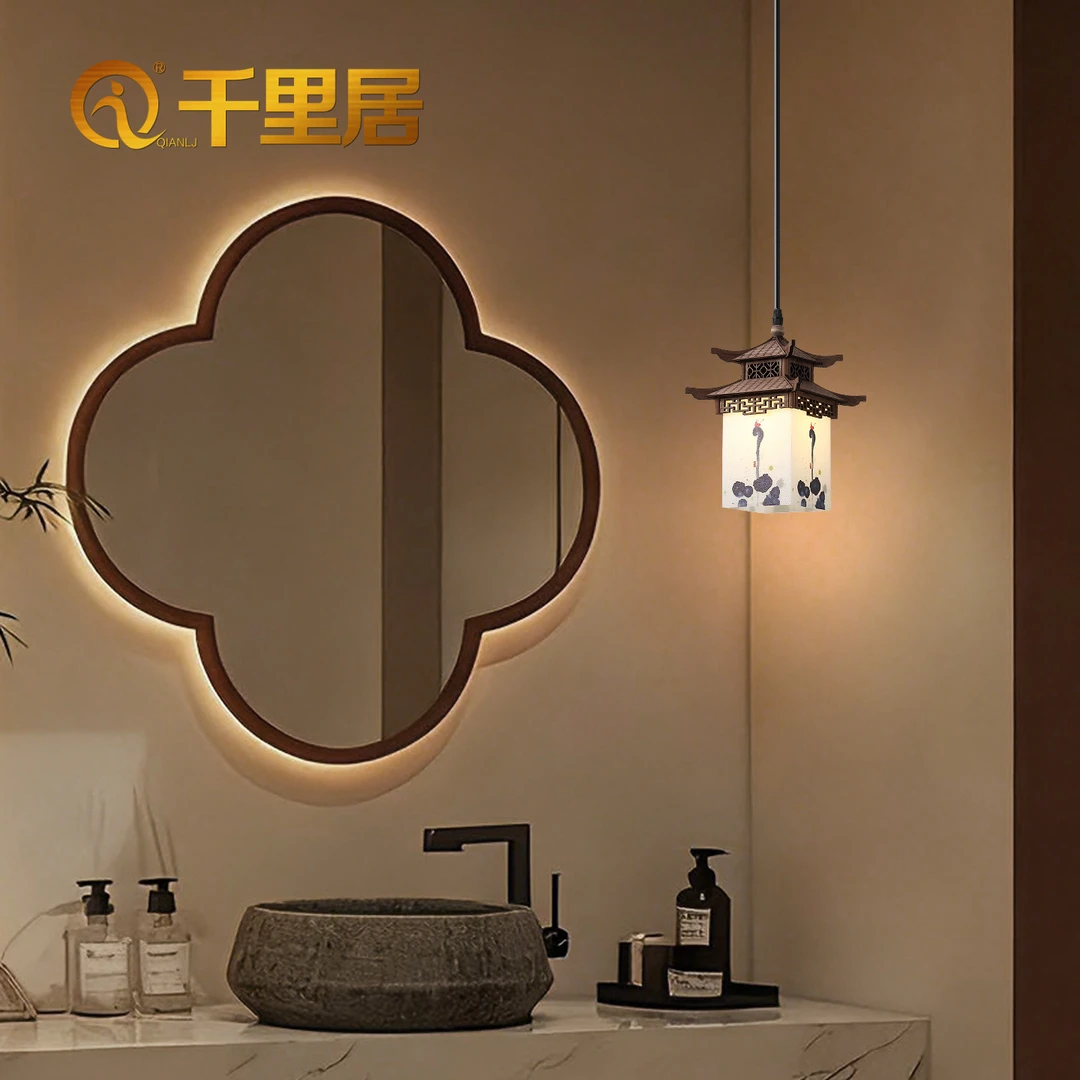 宋式美学新中式建筑造型装饰高清喷绘禅意小吊灯