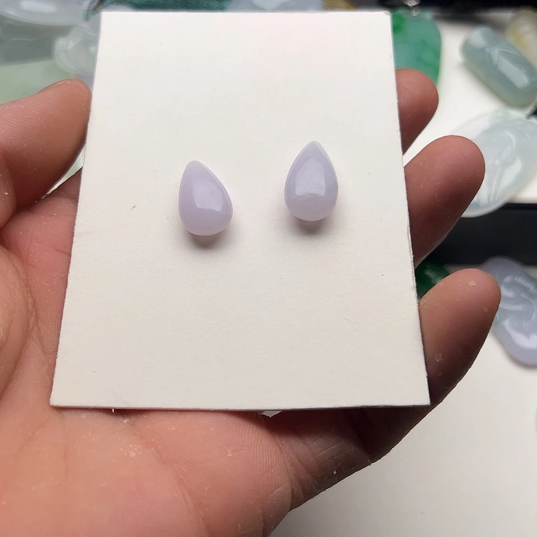 翡翠未镶嵌耳饰天然翡翠紫色耳坠，随搭……