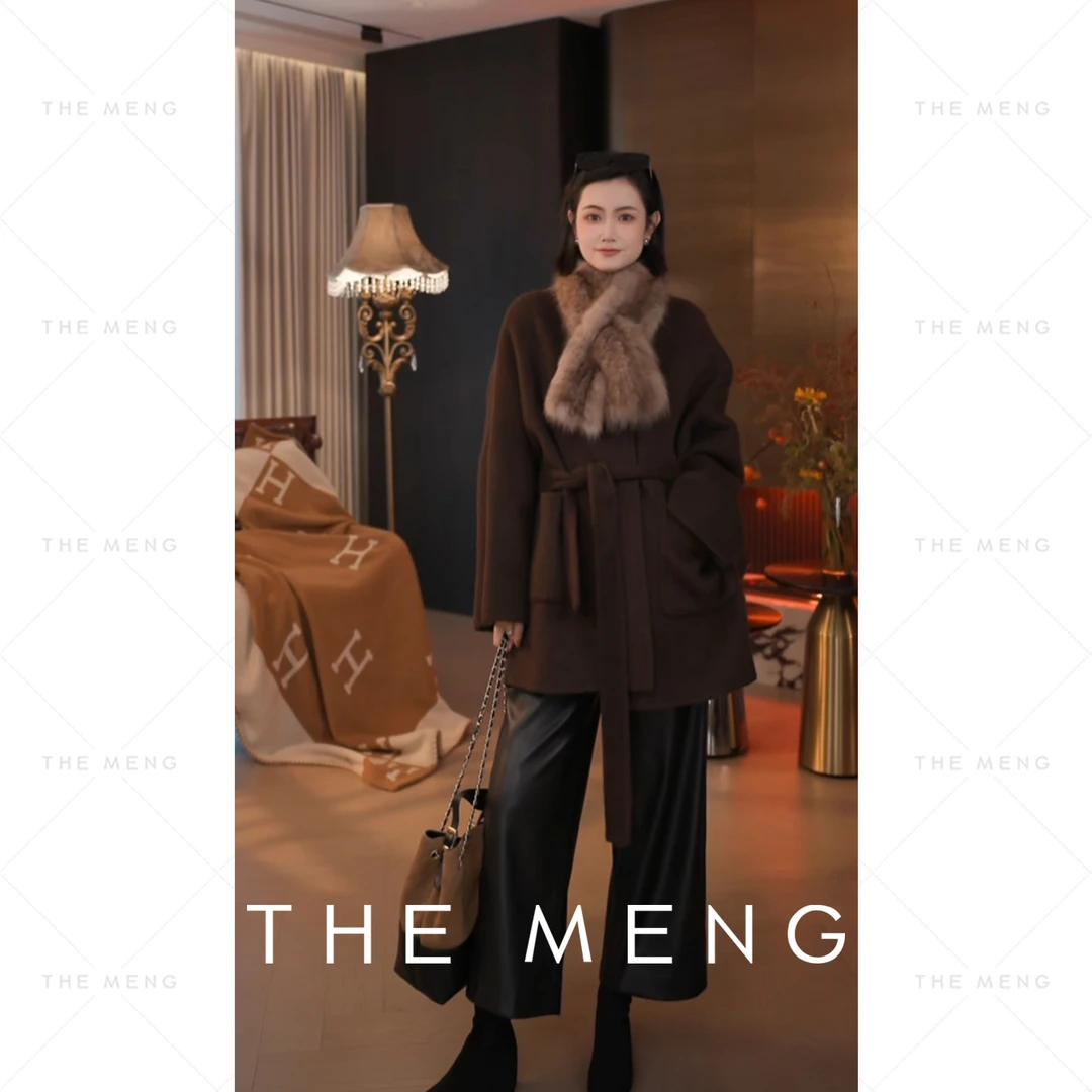 THE MENG【冬至】苏力羊驼毛炒超细绵羊毛双面毛呢大衣#M253K1397