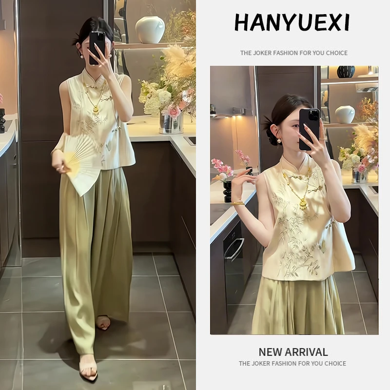 夏季一整套女装2025年新款韩版减龄气质时尚无袖上衣休闲裤两件套