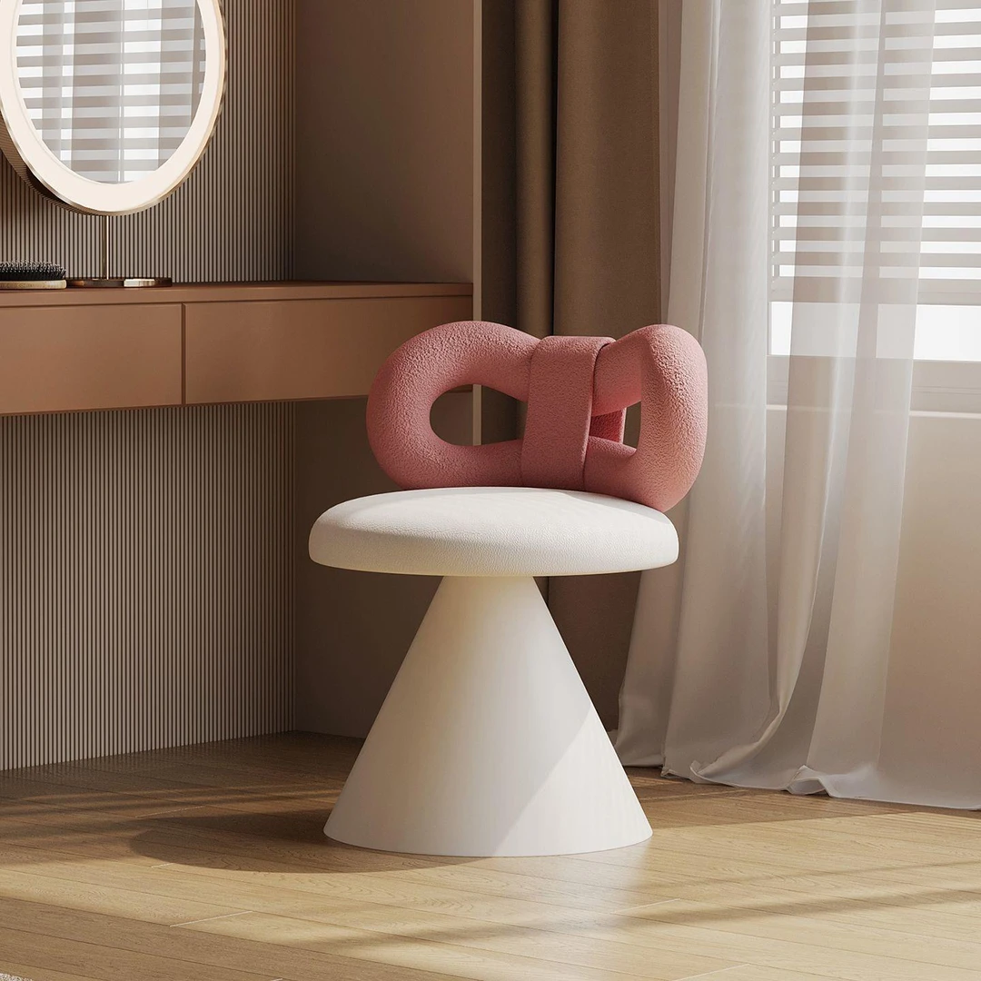 旋转卧室蝴蝶结梳妆凳奶油风女生家用化妆凳梳妆台椅子网红化妆椅
