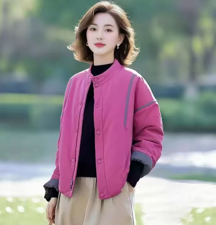 (2在仓发货+运费险)2025秋冬季时尚百搭休闲宽松立领女韩版小棉袄