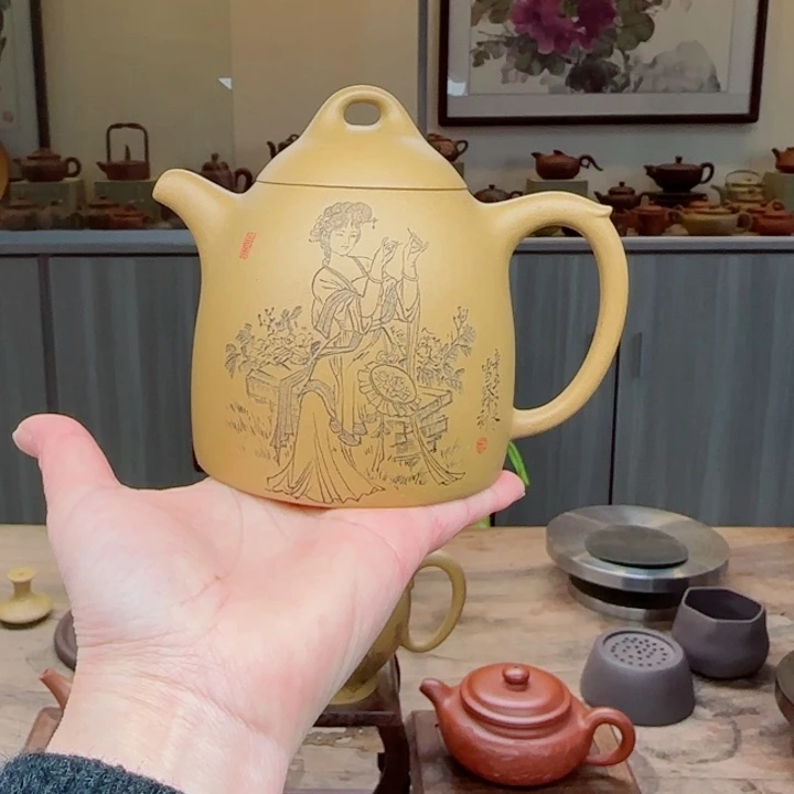 紫砂茶壶黄金段泥320 c C夫妻双工作品