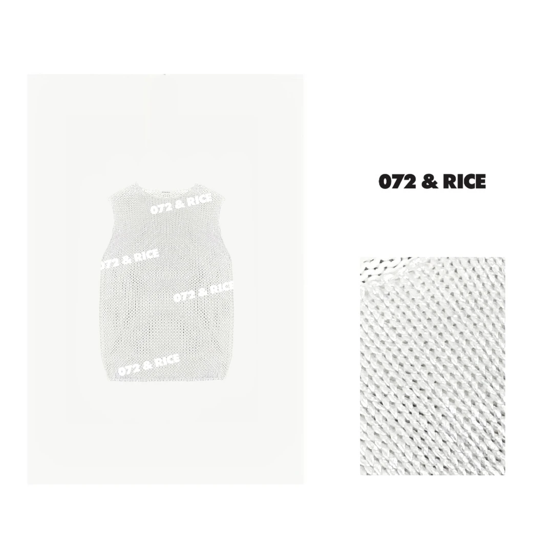 072 & RICE【曙光】100纯棉 休闲圆领无袖针织马甲 24LE025 125FF