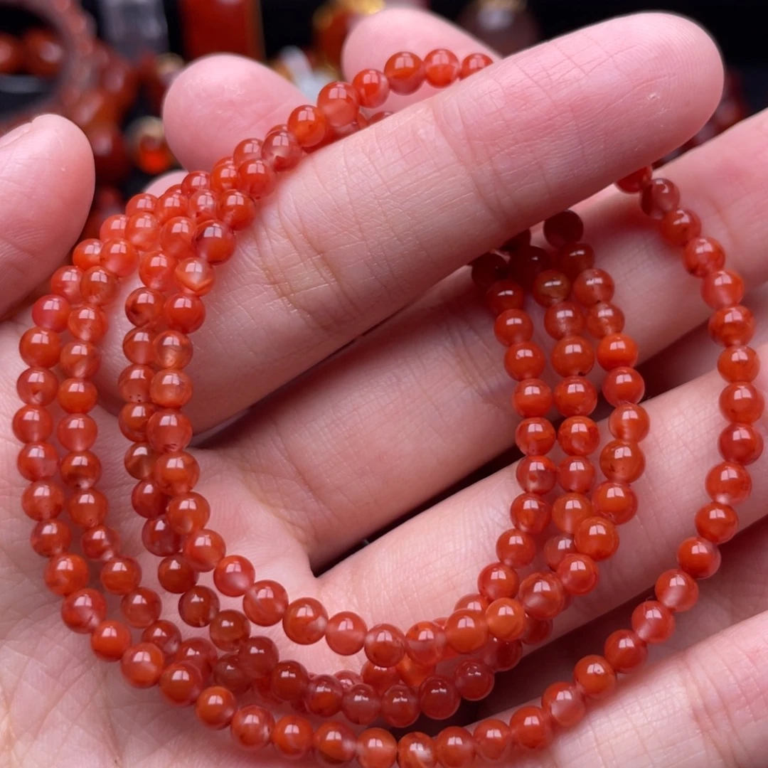 南红玛瑙未镶嵌珠宝奇石多圈4mm