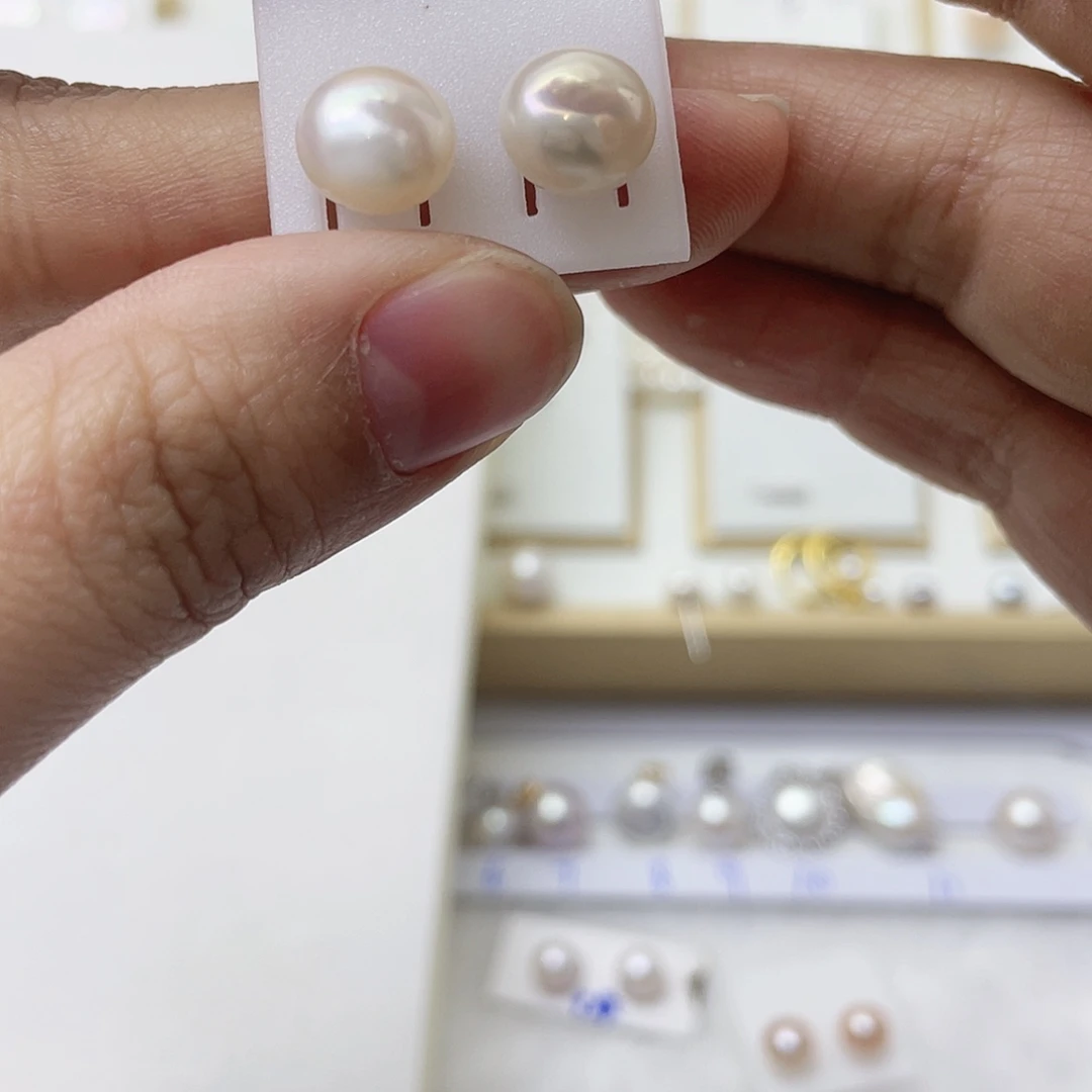 小***帽淡水珍珠耳饰银S925镶嵌