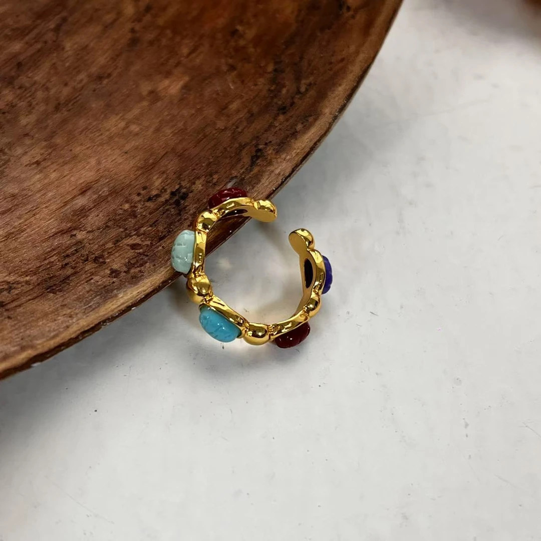 合金戒指 SITUOO饰图小众设计款“岩兰草”法式复古开口戒指可调节