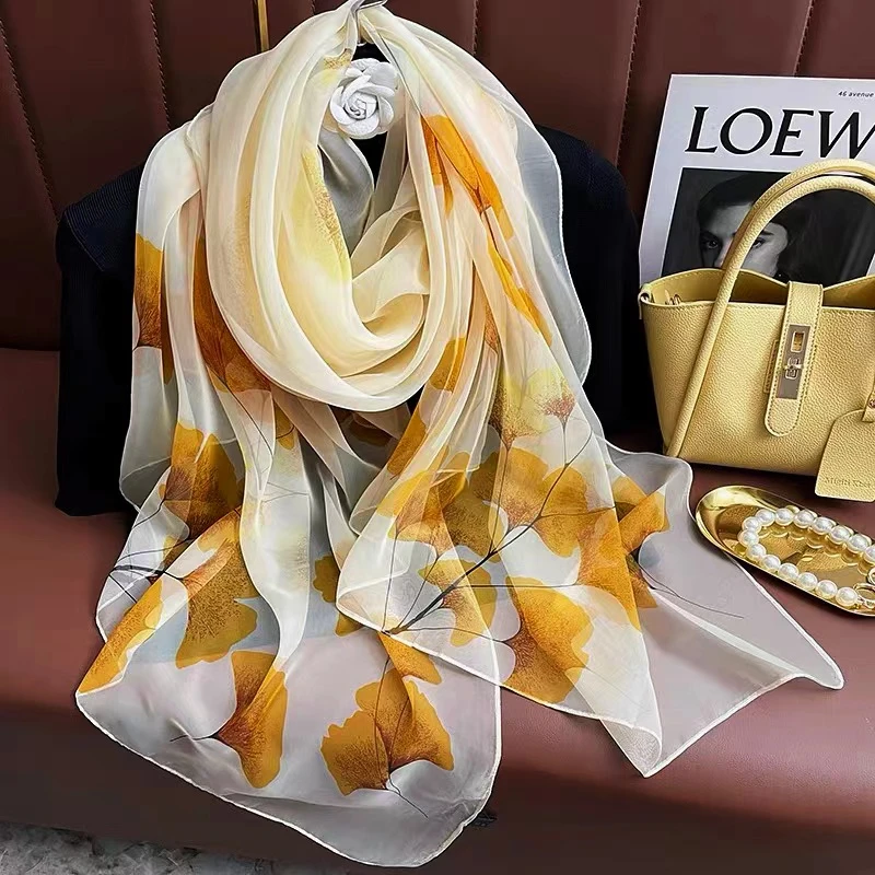 [热情银杏]时尚百搭复古丝巾披肩优柔纱130*180（234-A）
