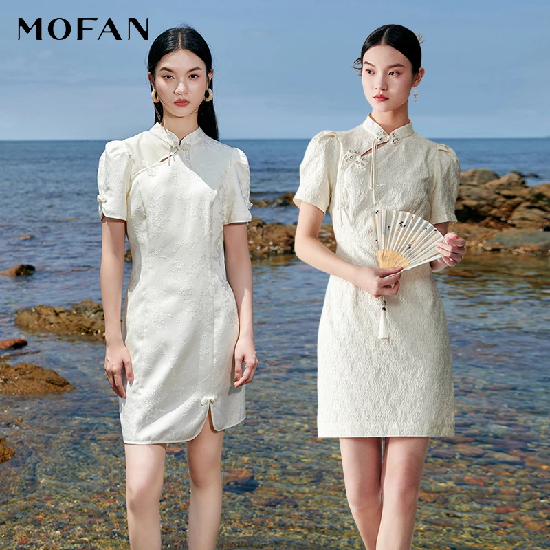 【唐长老专属】MOFAN摩凡夏新款香槟米连衣裙MDL464609