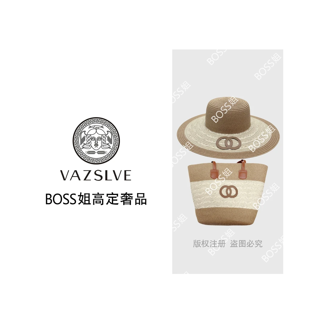 【VAZSLVE/原创设计】轻奢重工小香风编织女士太阳帽套装X36