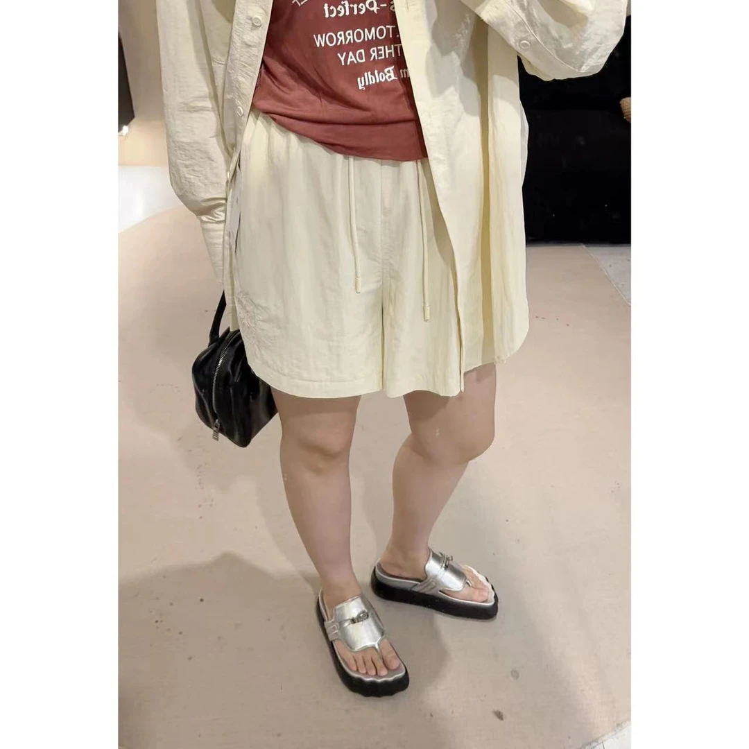 【蜜瓜黑巧-短裤】纯色松紧腰抽绳系带短裤显瘦高腰夏季