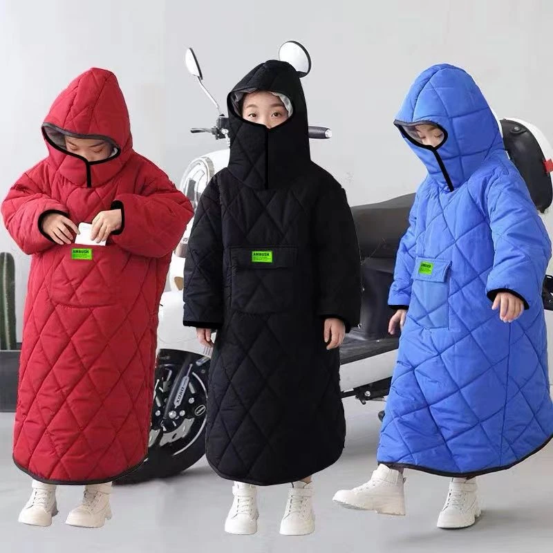 儿童挡风被电动车冬季加绒加厚儿童摩托车后座电瓶车防水