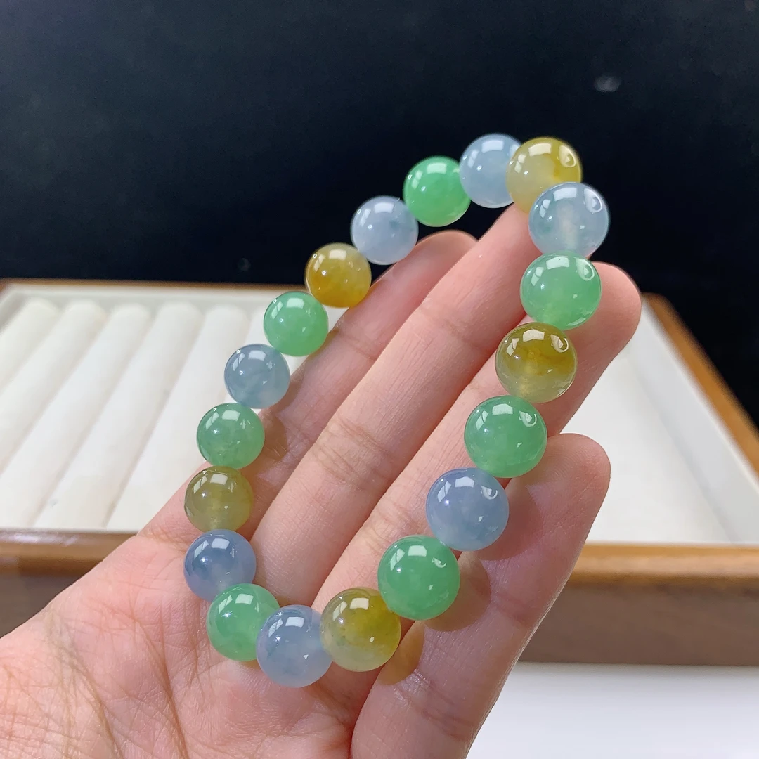 3.7-23-缅甸天然翡翠A货 女款多宝手串尺寸:10mm 19颗粒