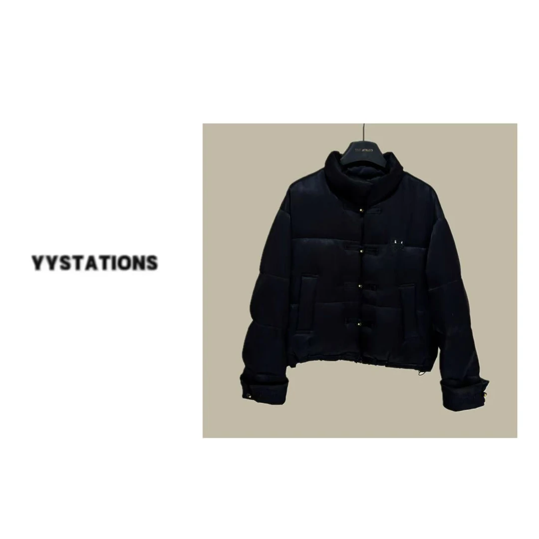 YYSTATIONS【小野兽！】黑色百搭休闲盘扣袖口蕾丝外套-81252