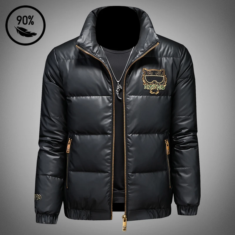 利尼科比利潮牌加厚羽绒服男士短款防水保暖立领青年修身冬季外套