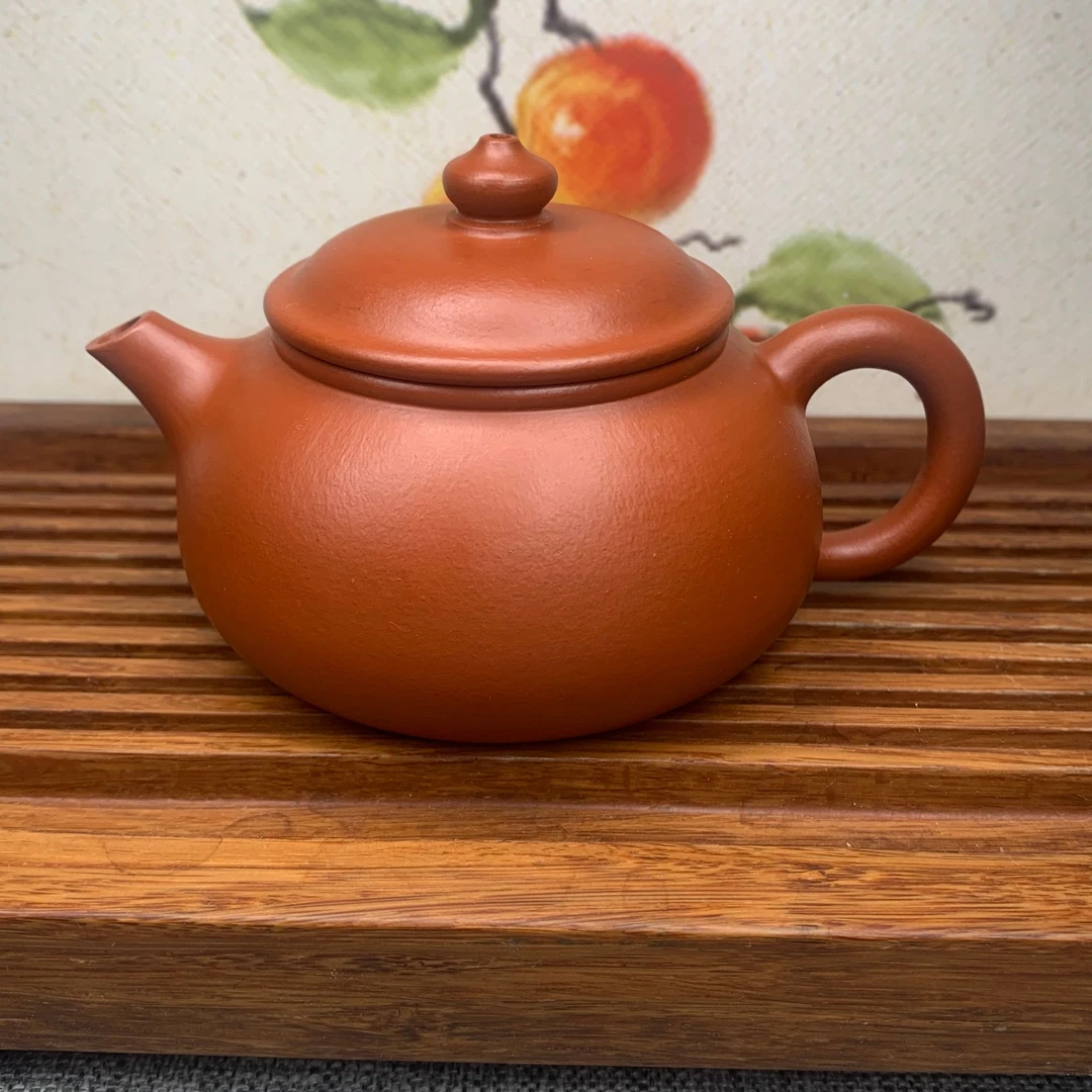宜兴紫砂壶全手工制作原矿朱泥150CC寒江高端紫砂茶器纯手工茶具
