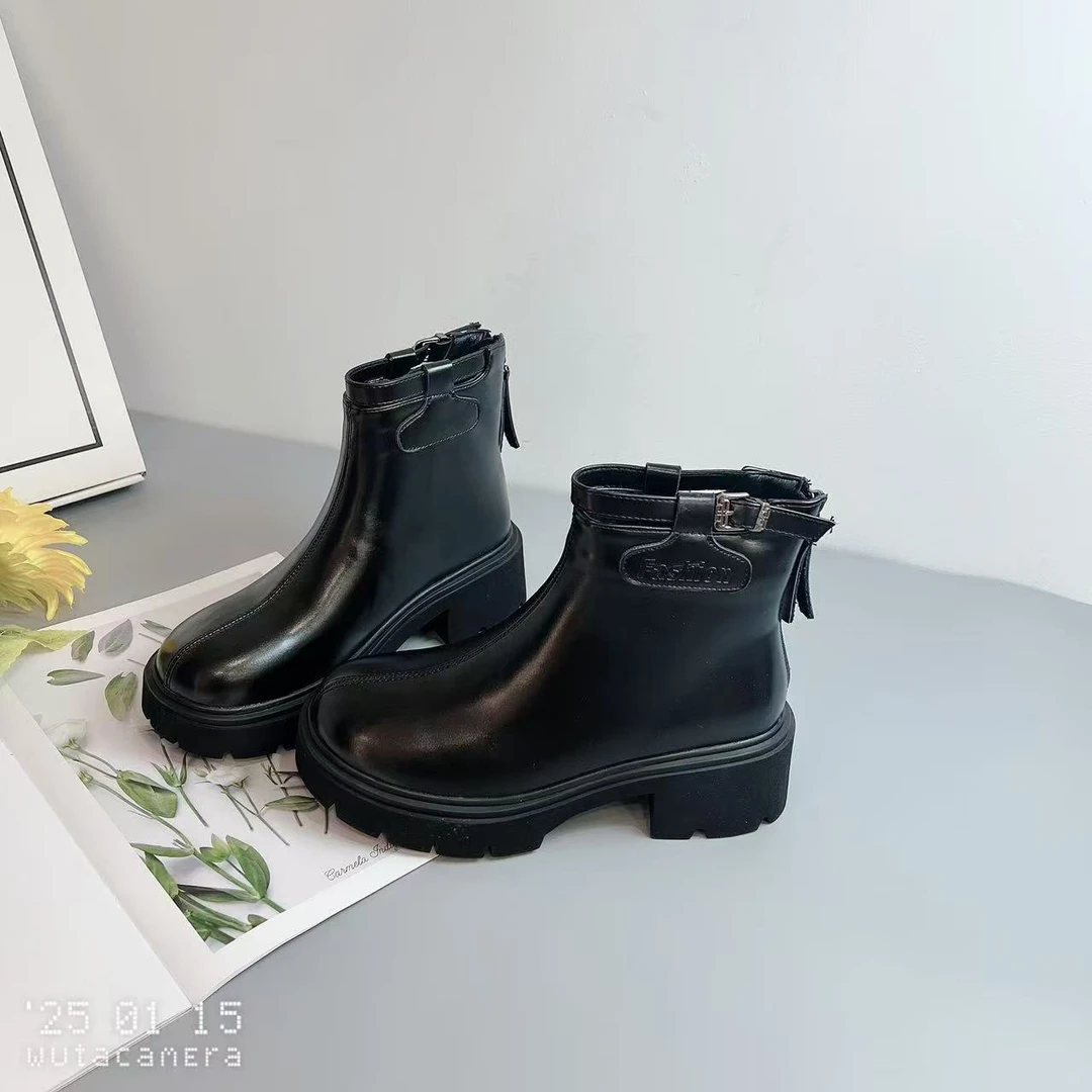 82869新款圆头厚底时尚英伦切尔西靴