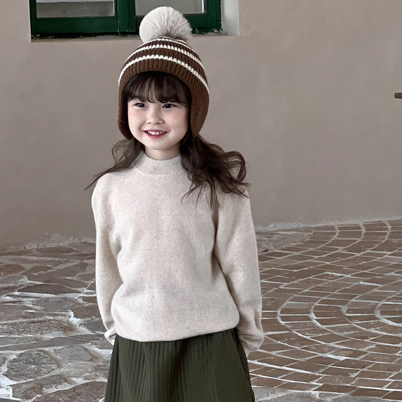 儿童羊毛衫100%全羊毛单股纯色半高领男女宝宝羊毛衫套头打底衫