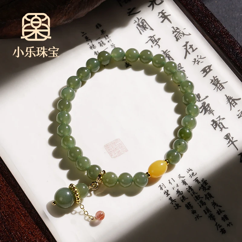 福禄双圈和田玉吊坠葫芦简约设计款手链多样性发一-10270