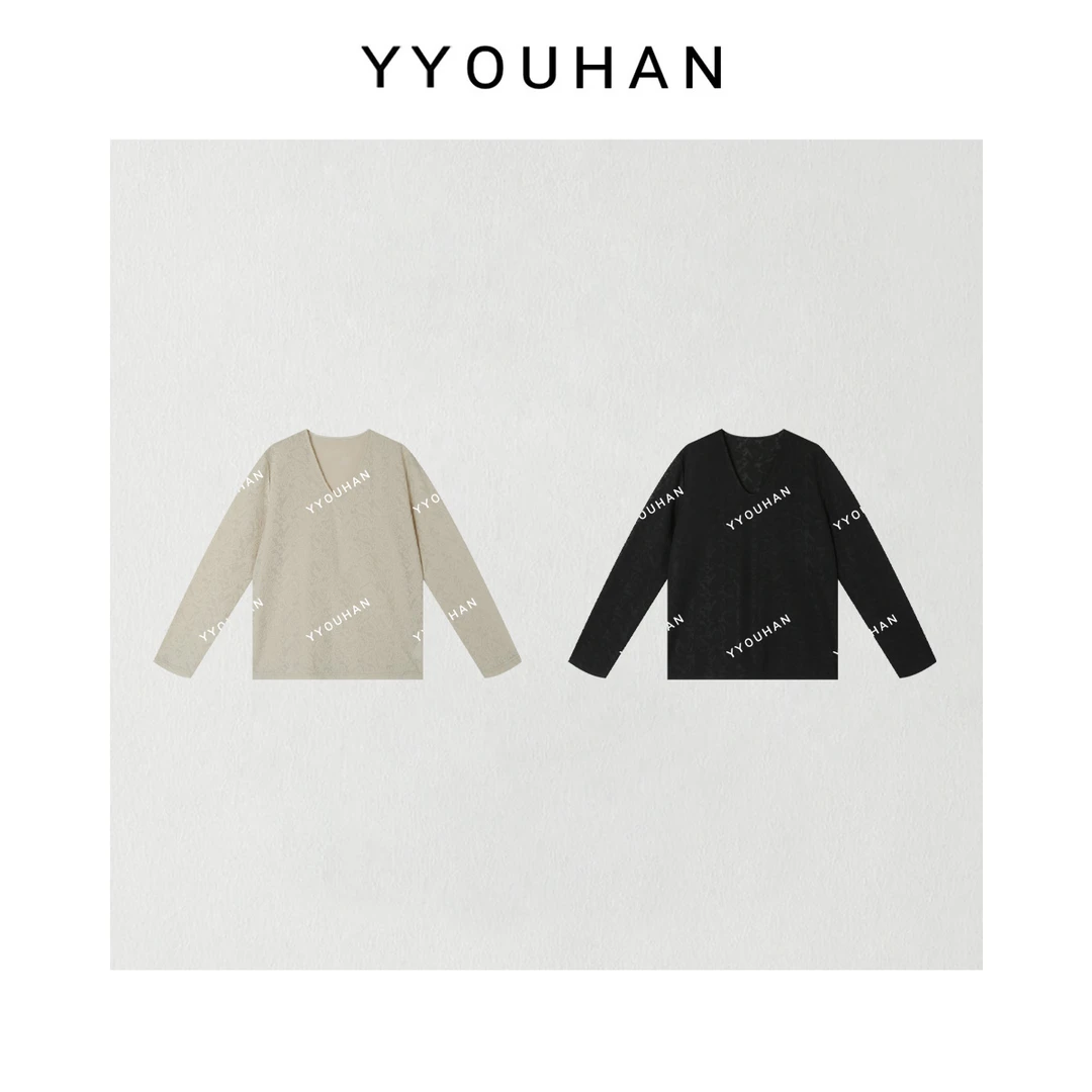 月月不吃鱼2025春款小众设计极简高密提花百搭长袖上衣 2503C1343