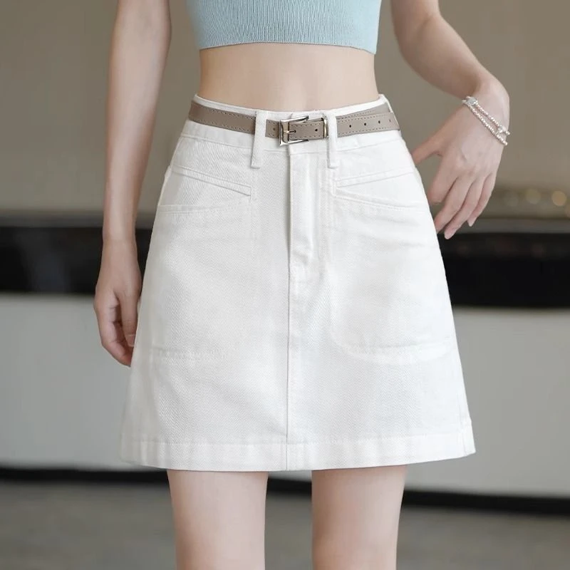 口袋设计感牛仔半身裙女2025夏季新款高腰显瘦防走光a字包臀短裙