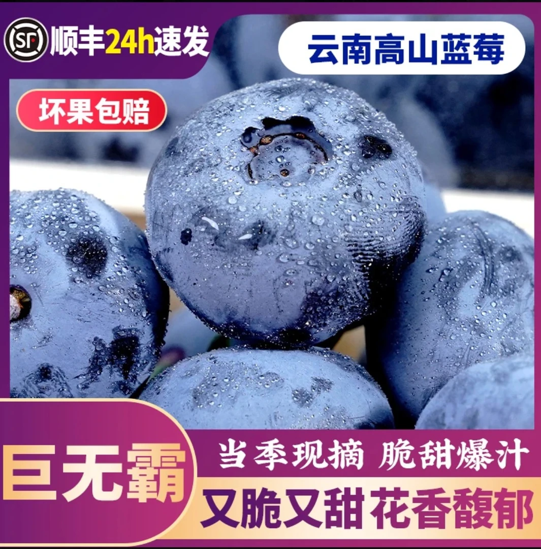 云南花香蓝莓L25巨无霸20-22新鲜时令应季水果