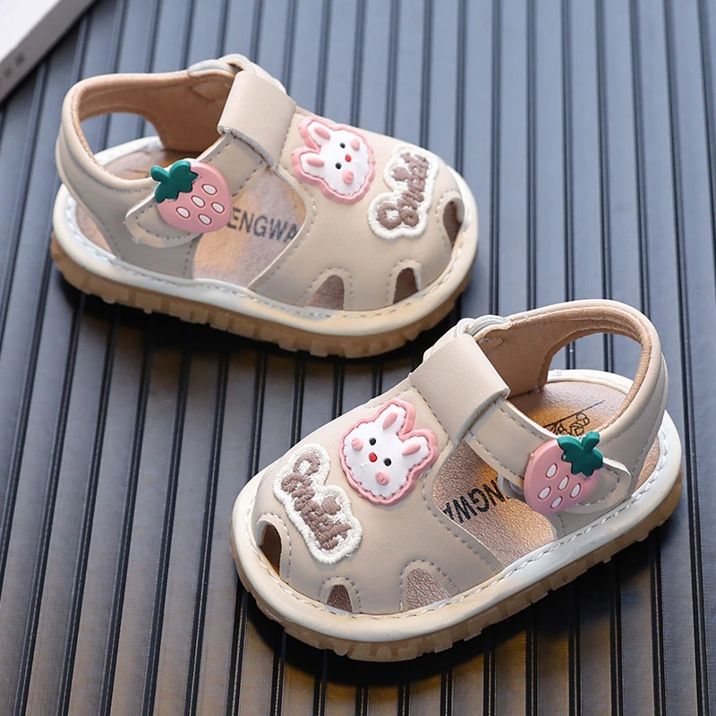 夏季宝宝凉鞋0-1-2岁学步鞋软底卡通婴幼儿鞋子包头防掉叫叫鞋