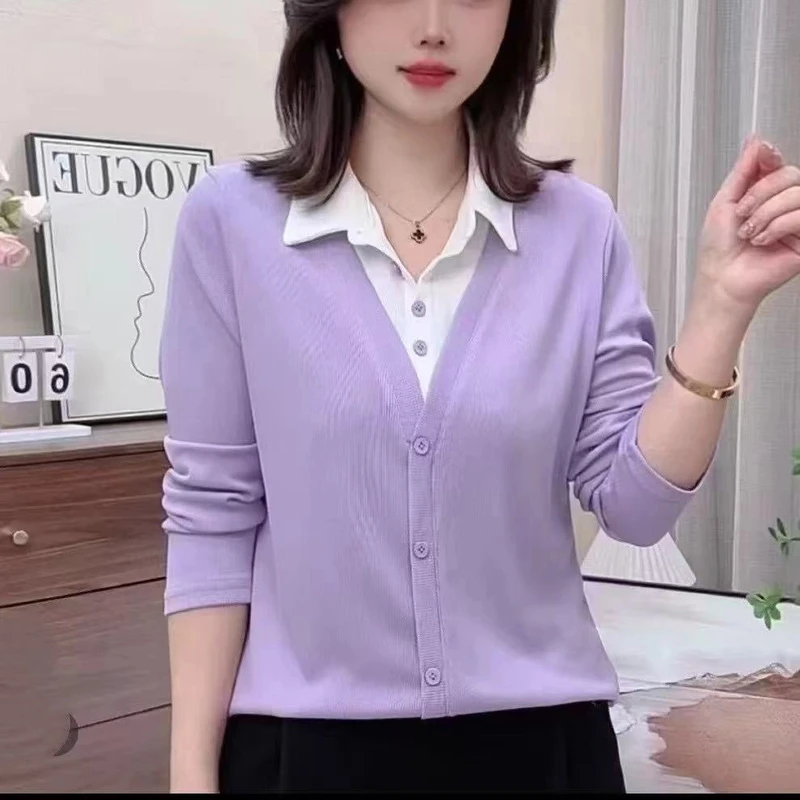 早春季新款女装气质洋气假两件显瘦遮肉时尚百搭衬衫显瘦女装2025