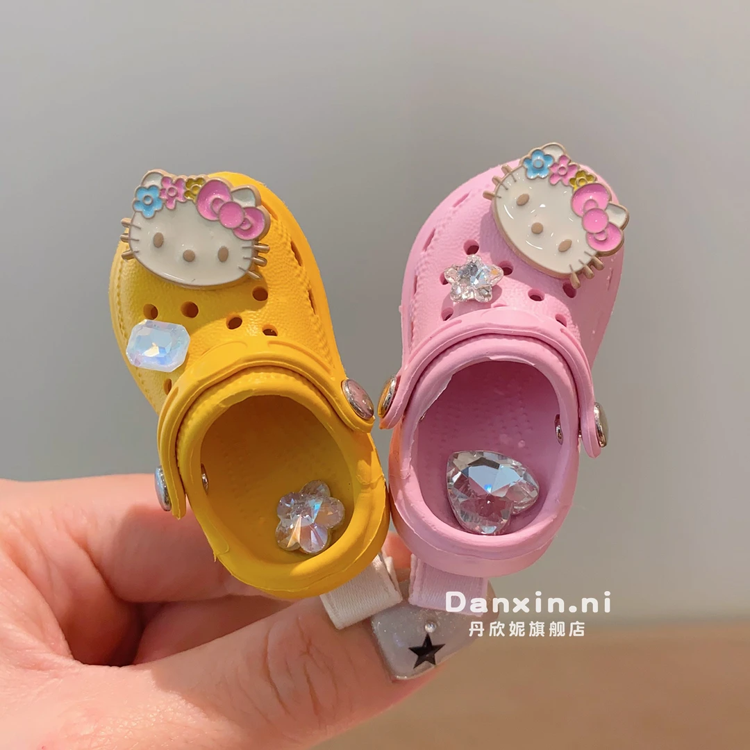 儿童洞洞鞋闪钻设计夹子小女孩刘海碎发夹卡通KT猫发卡鸭嘴夹边夹