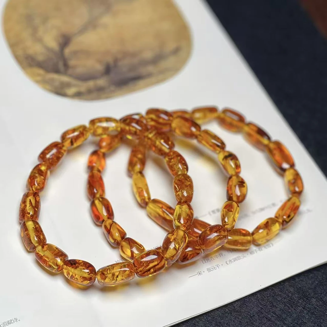 天然原矿花珀冰糖形单圈手串简单大气多样性发其一