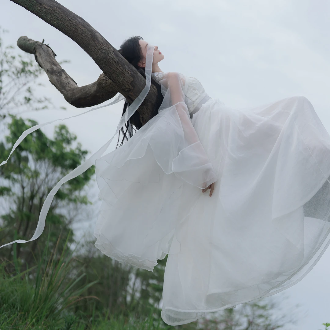 绛悠堂揽月原创古风仙侠风影视服三件套立裁诃子裙25年春夏薄款