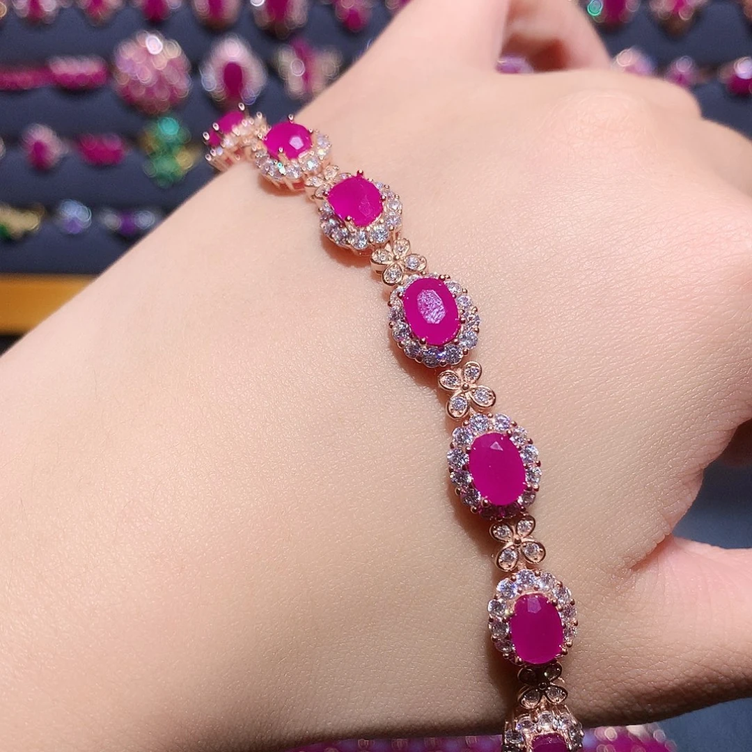 红宝石手链银S925镶嵌