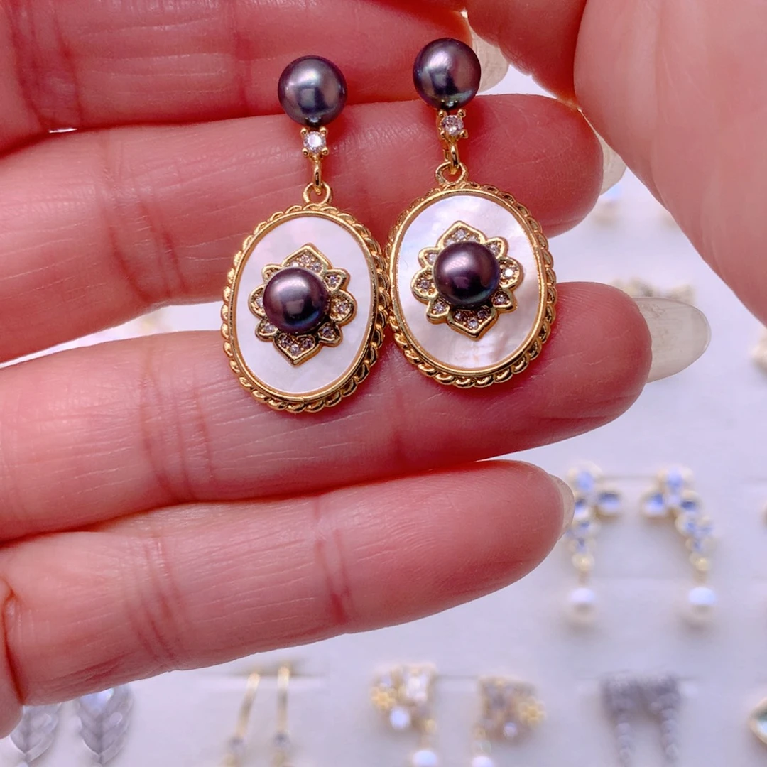 淡水珍珠耳饰合金