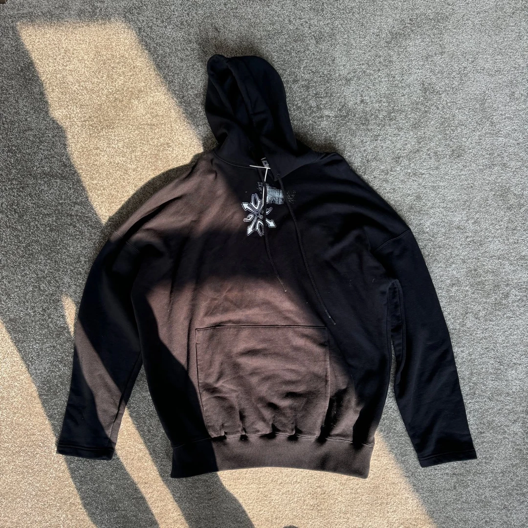 jp Off White OW黑色雪花涂鸦连帽卫衣 S码99新