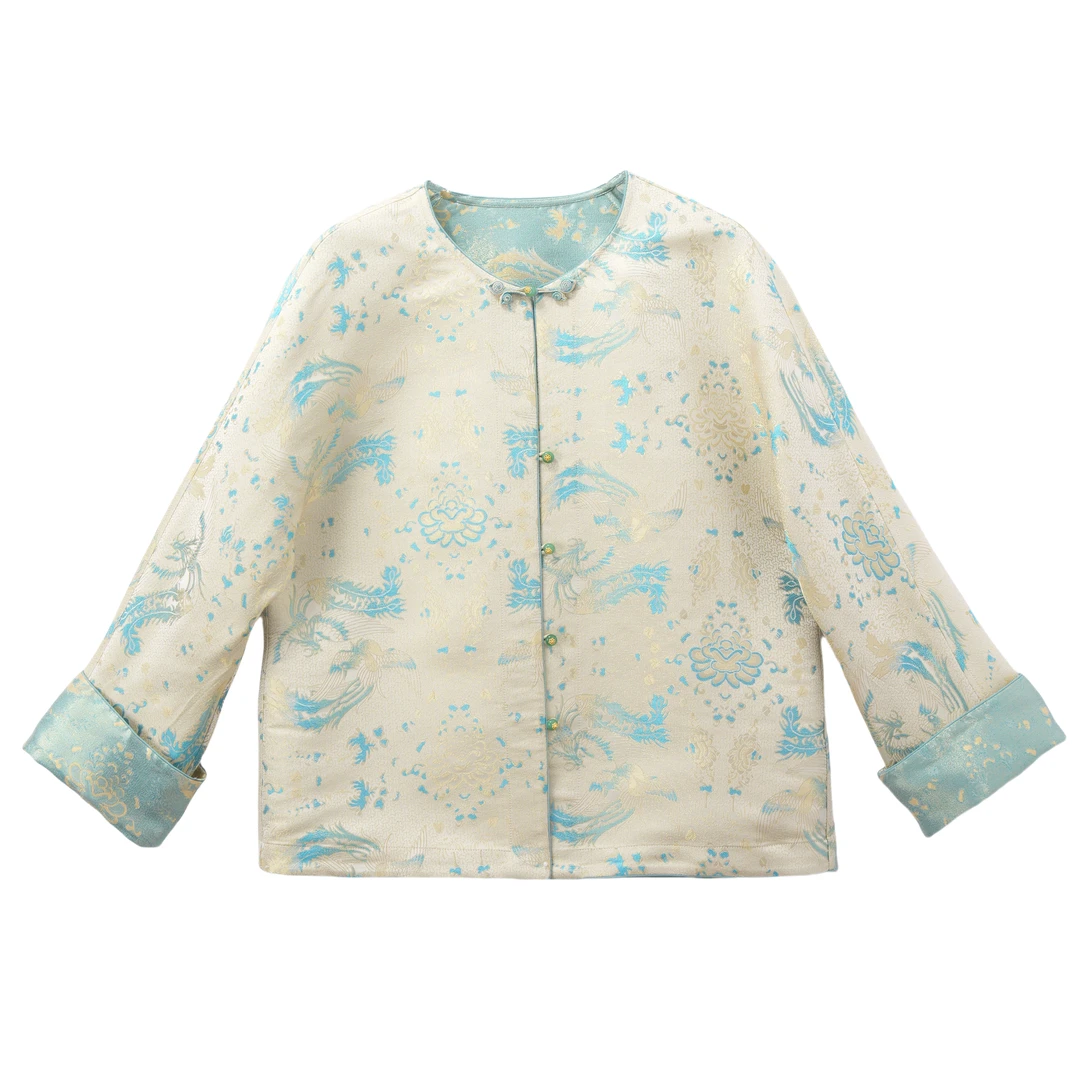 笺书-YZ860093新中式宋锦桑蚕丝中国风复古时尚国风气质外套女装