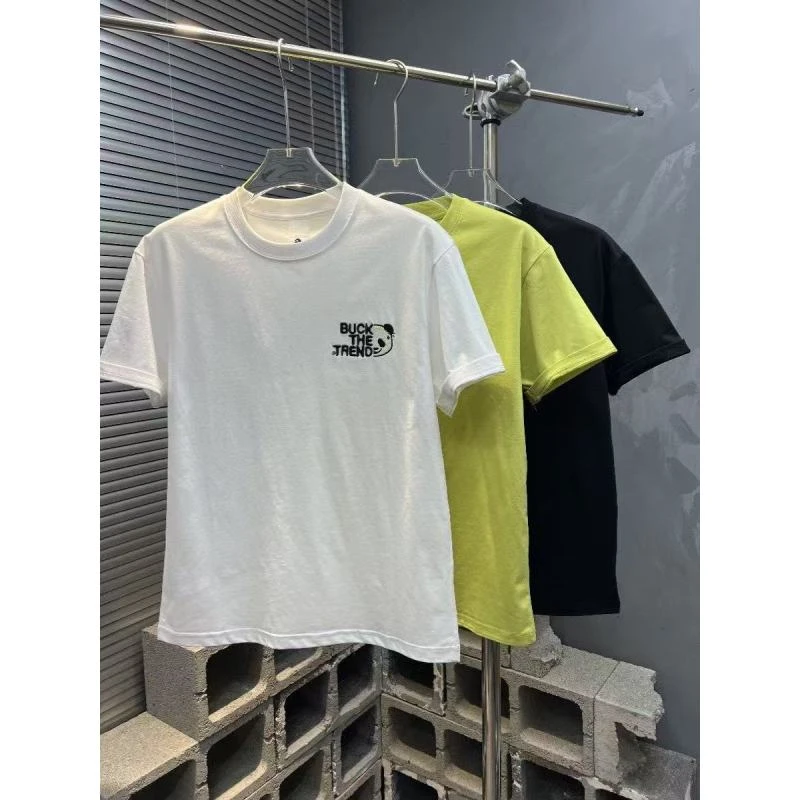 夏季新款男短袖圆领T恤帅气熊猫印花打底衫情侣潮牌上衣百搭休闲