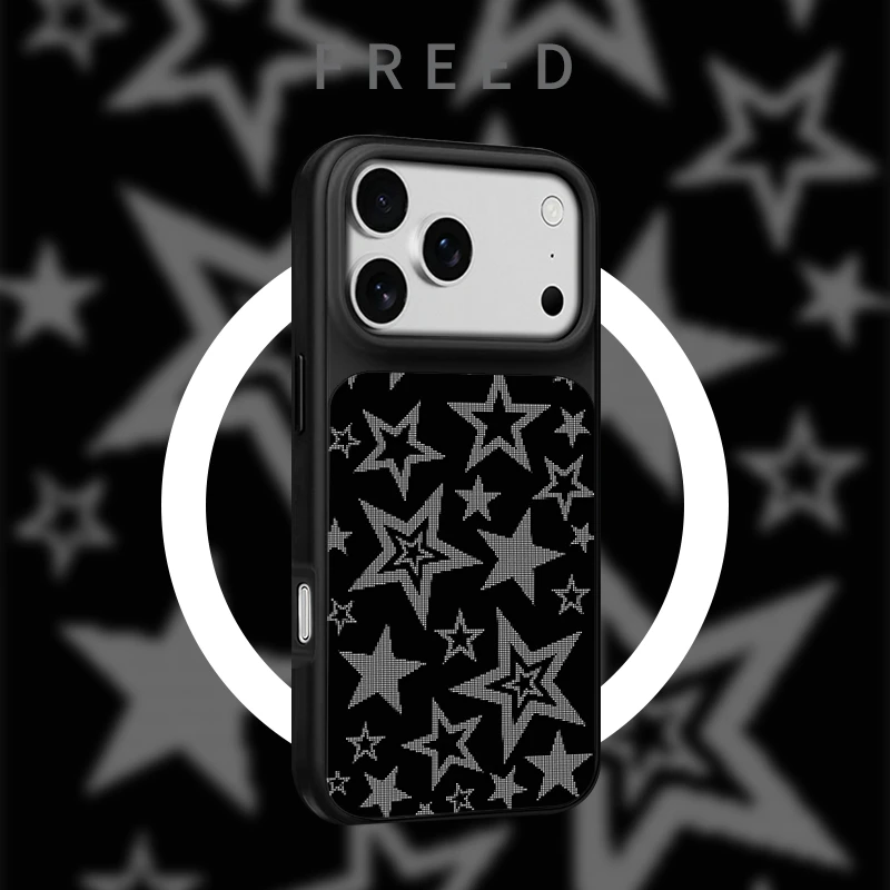 FREED像素星河适用于苹果17promax磨砂磁吸16/15个性14手机壳13黑
