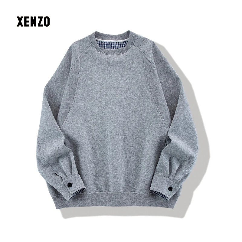 【XENZO】2025秋季新款男女同穿两色卫衣格子相拼