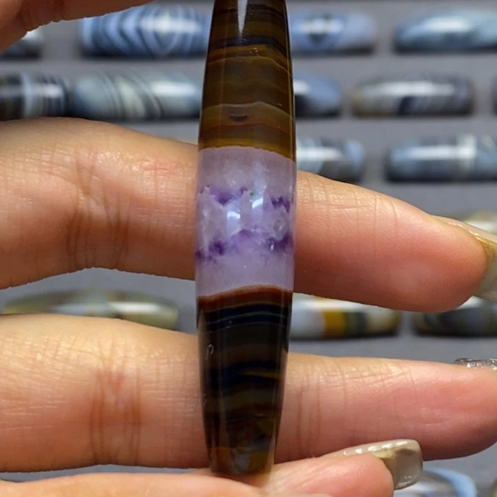 玛瑙/玉髓合金藏风蓝沁海浪花