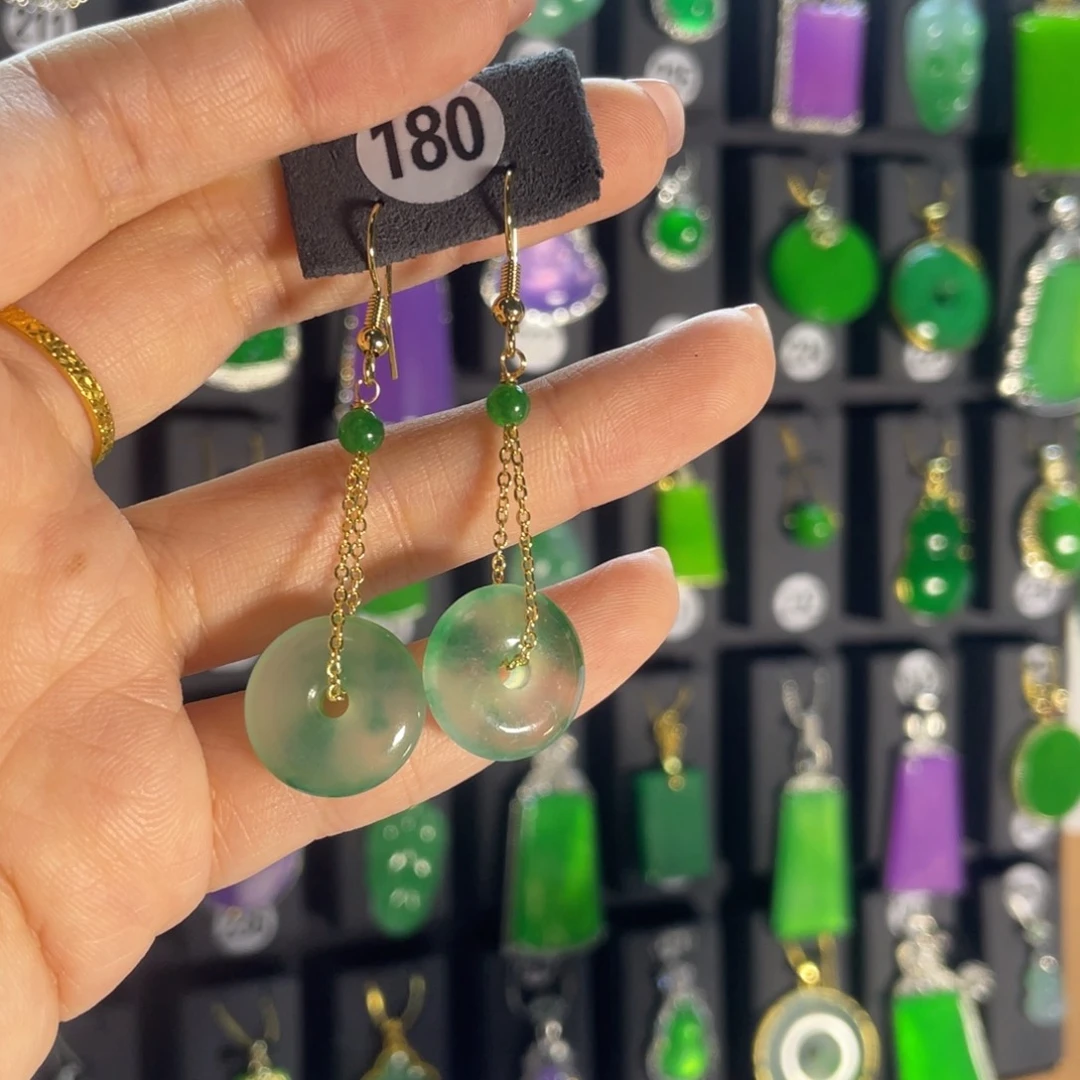 翡翠银S925镶嵌耳饰180