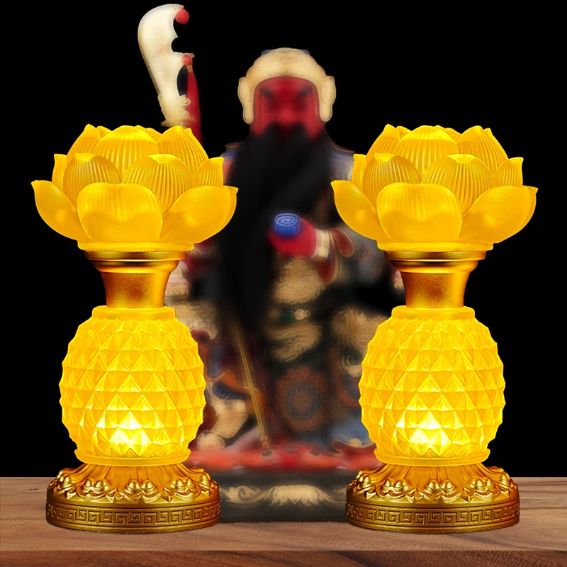 新款佛前供灯佛灯水琉璃七彩莲花灯家用插电led长明灯招财财神灯