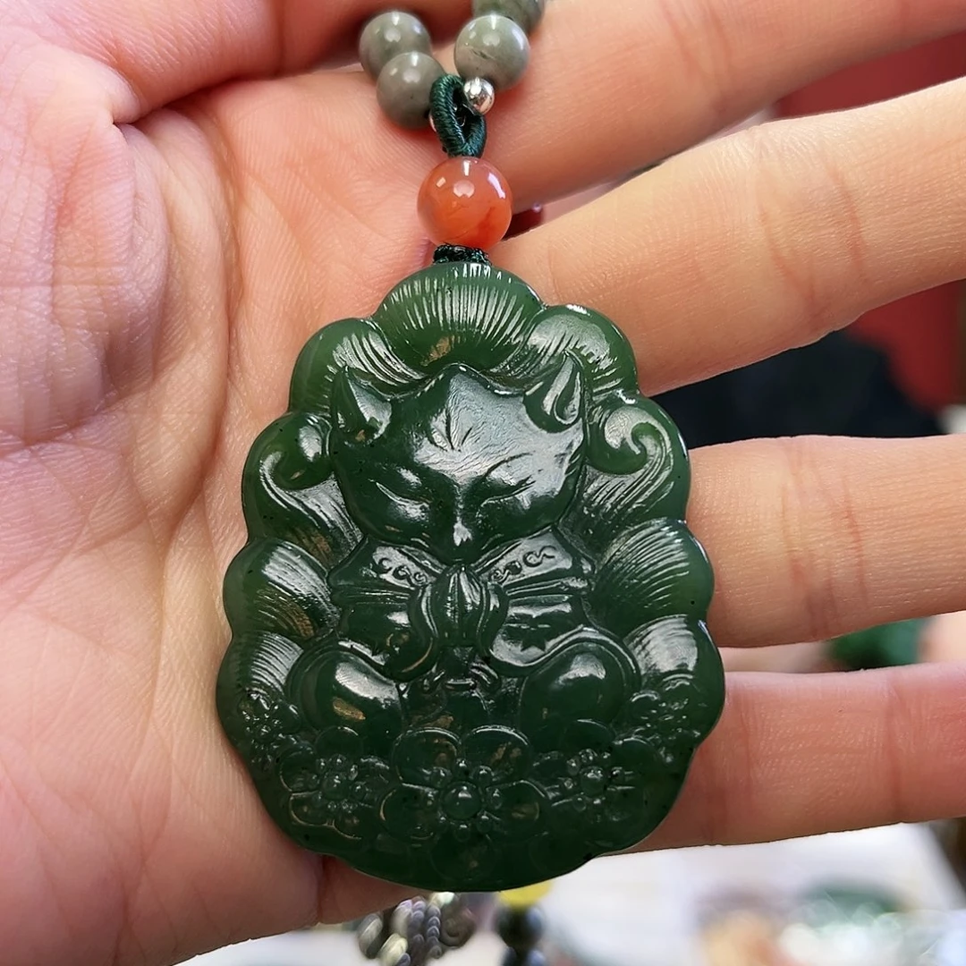 和田玉（碧玉）颈饰未镶嵌凤九