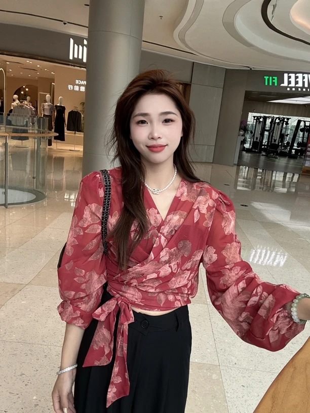 夏季新款乔其纱法式洋气独特别致设计感时尚减龄衬衫